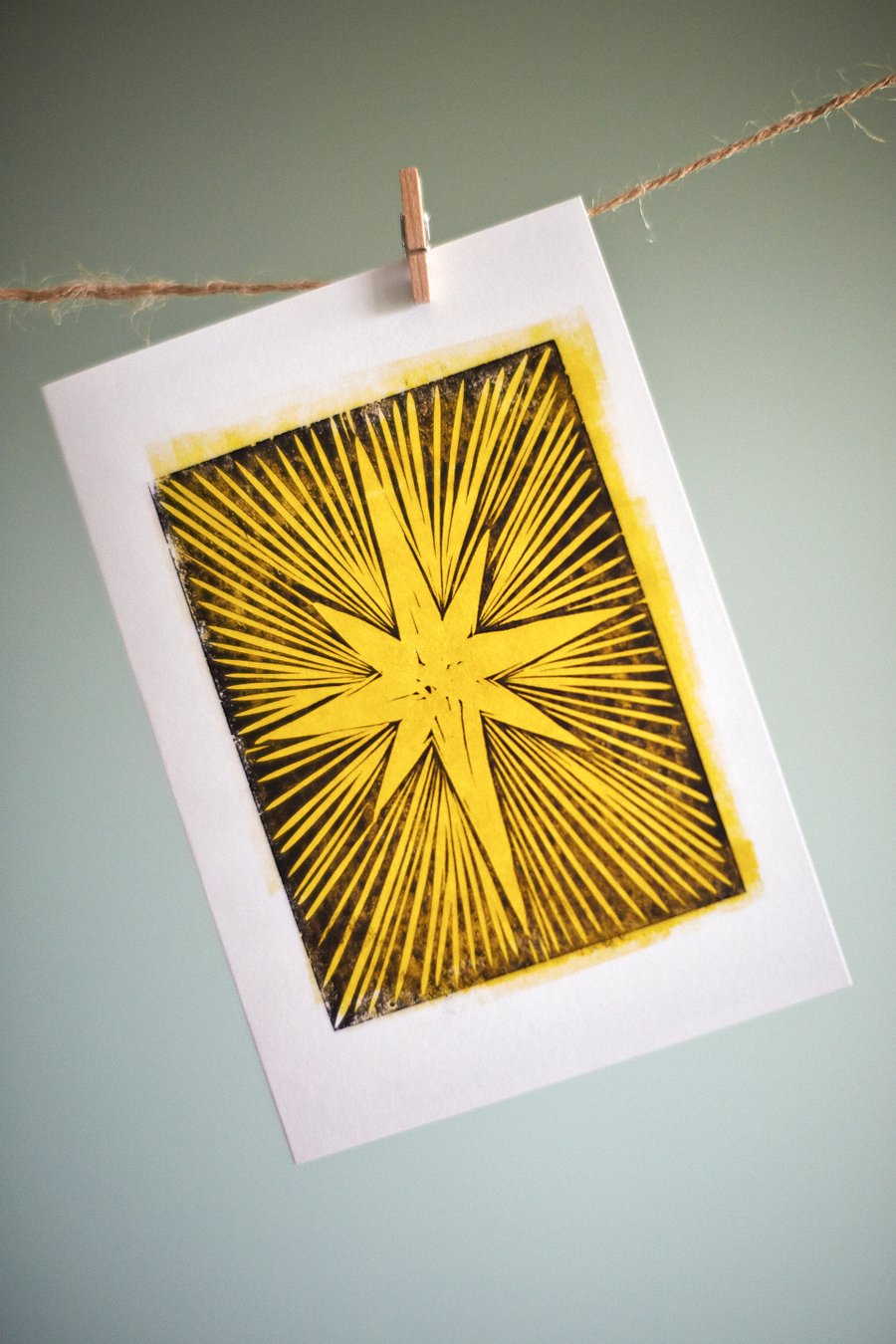 Christmas Star from original linocut