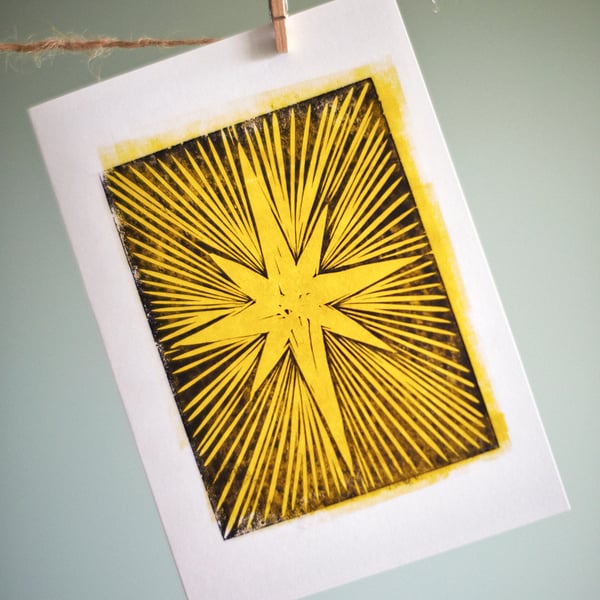 Christmas Star from original linocut