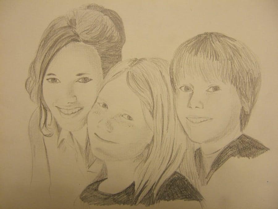 Custom made pencil portrait taken from photographs