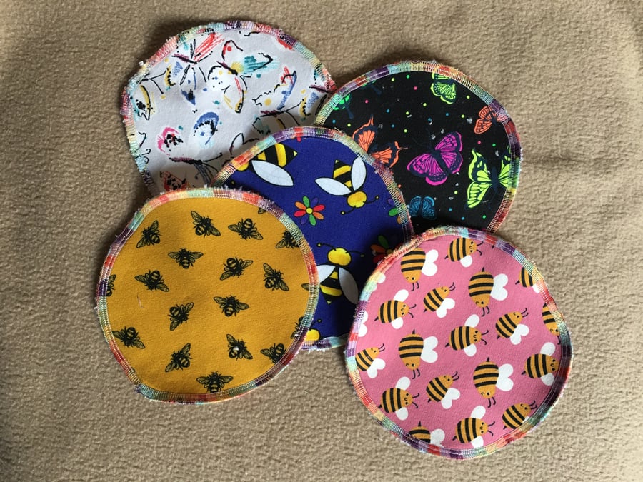 Reusable cloth wipes - butterfly and bee