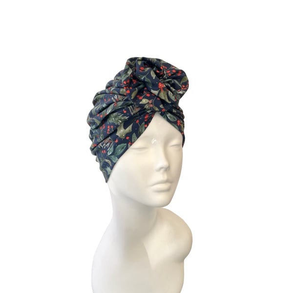 Christmas Print Turban Hat for Women Soft Cotton Hair Loss Chemo Head Scarf