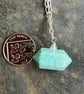Sea Blue Amazonite Gemstone T-Bar Silver Chain Necklace - Image 4