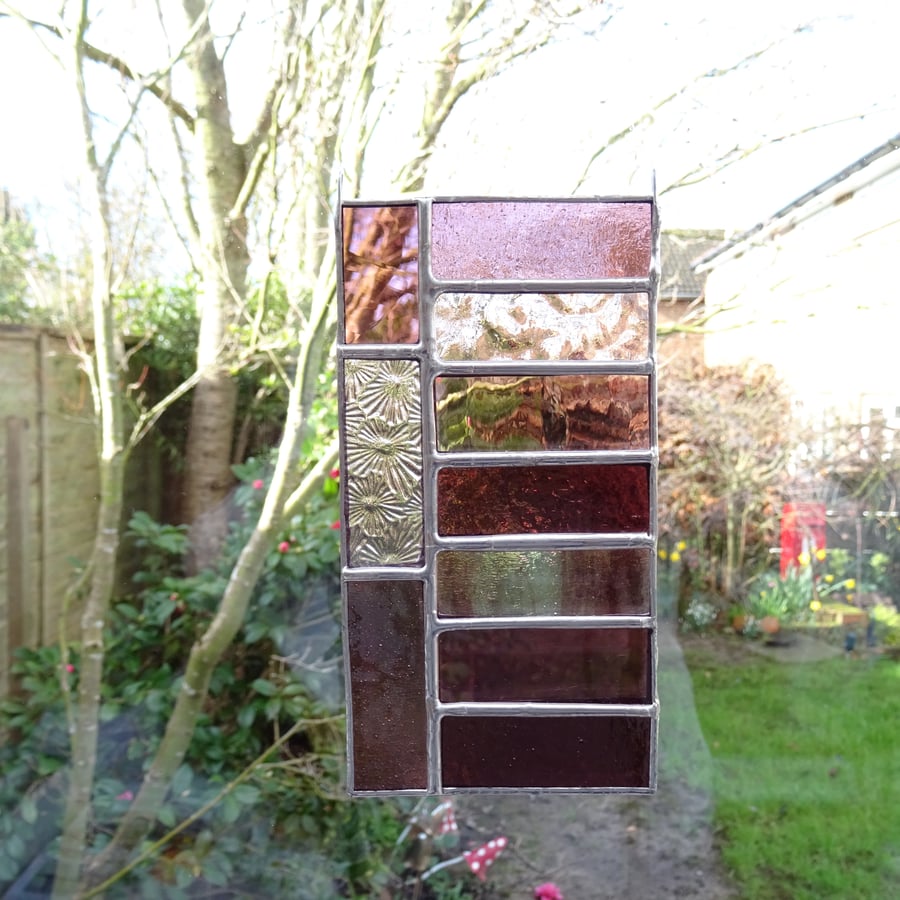 Stained Glass Suncatcher Panel  - Pink 