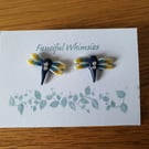 Delicate Dragonfly Stud Earrings With Crystals
