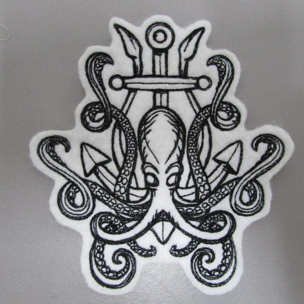 Kracken Octopus Embroidered Sew on Applique Patch