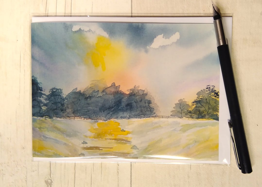 Birthday card. (Printed) Scenic card. Countryside card