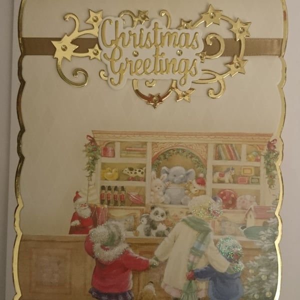 Christmas Card Traditional Toy Shop Children Puppy Dog 3D Luxury Handmade