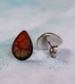 Red And Grey Teardrop Shaped Stud Earrings - Image 3