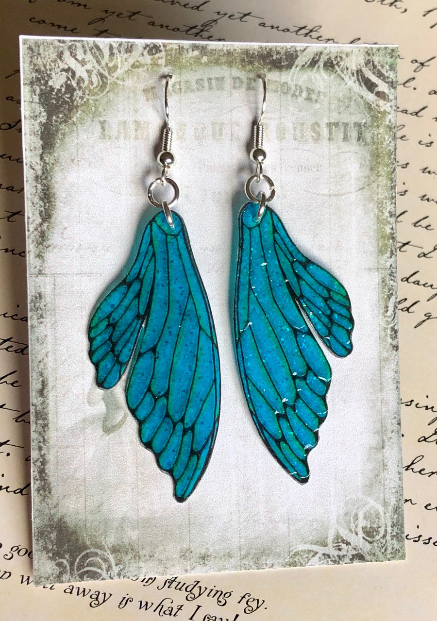 Turquoise Double Fairy Wing Earrings Sterling Silver
