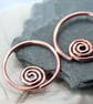 Copper Sleeper Hoops Spiral Detail Spiral Earrings - Image 6