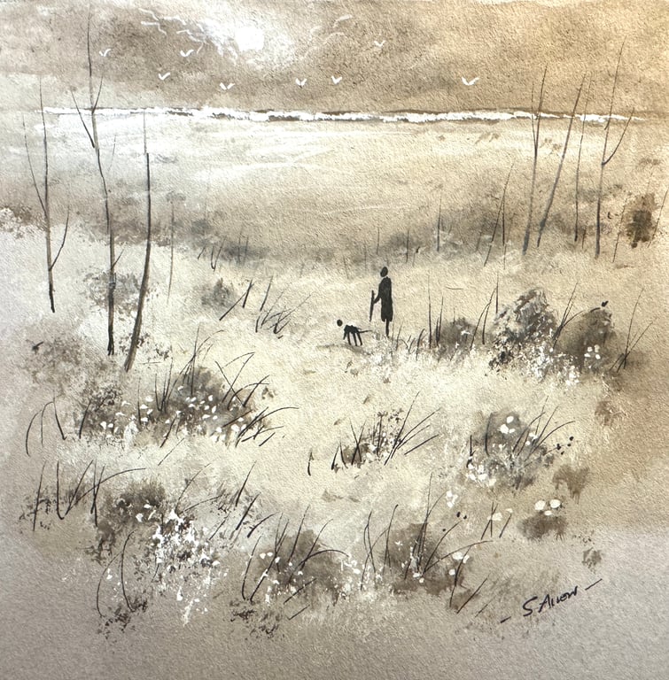 Original  watercolour Painting ‘ Far away Sea ‘ by Stephen Allen 