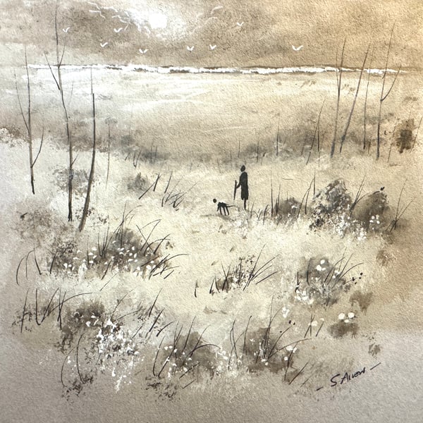 Original  watercolour Painting ‘ Far away Sea ‘ by Stephen Allen 