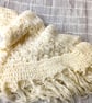 CREAM CROCHETED LACE PATTERN SHAWL - Image 4