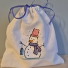 Hand Embroidered Christmas Cross Stitch Gift Bag