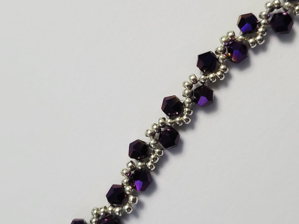 Purple Shine Crystal Bracelet - Miyuki Beads, Handmade Jewellery