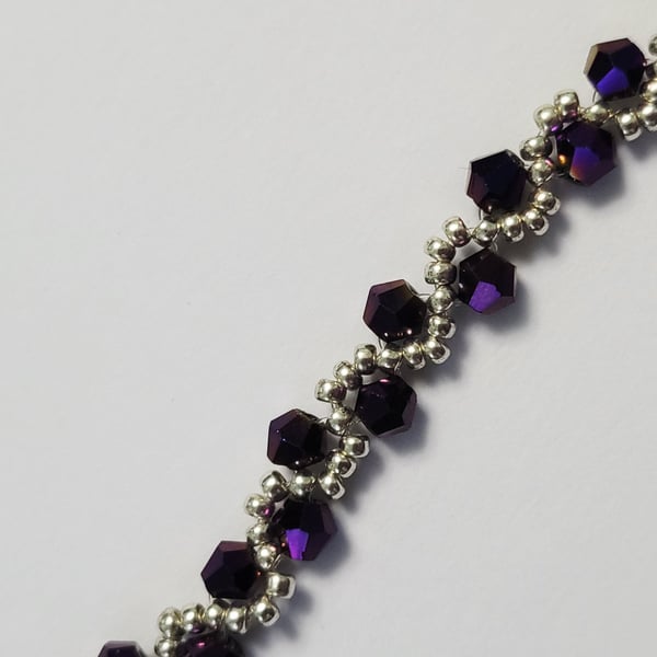 Purple Shine Crystal Bracelet - Miyuki Beads, Handmade Jewellery