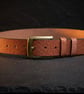 Burnt Orange Full Grain Embossed Leather Belt Basketweave Mens Belt 38mm