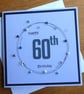 60th Birthday Card - Blue and Silver Wreath Design