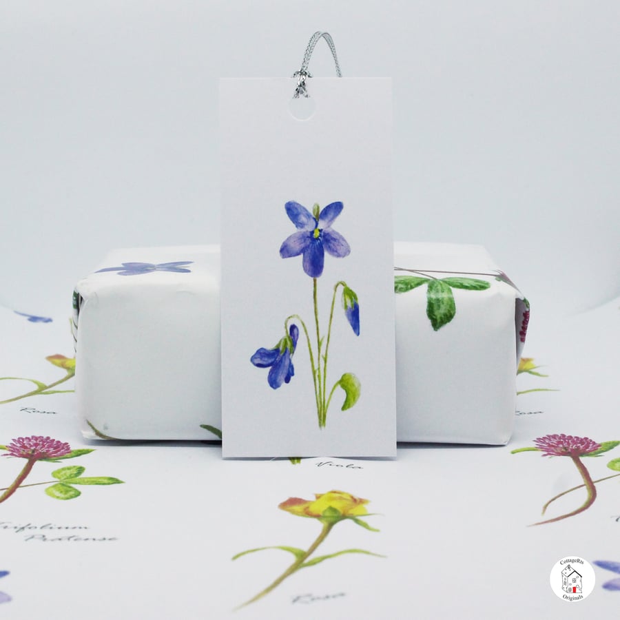 Wildflower Gift Wrap and Tags - 2 Sheets of A3 Wrapping Paper and 2 Tags