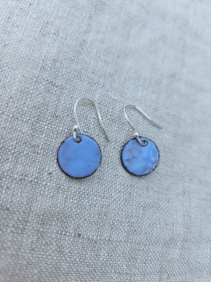 Sky Blue Enamel Disc Earrings Perfectly Imperfect