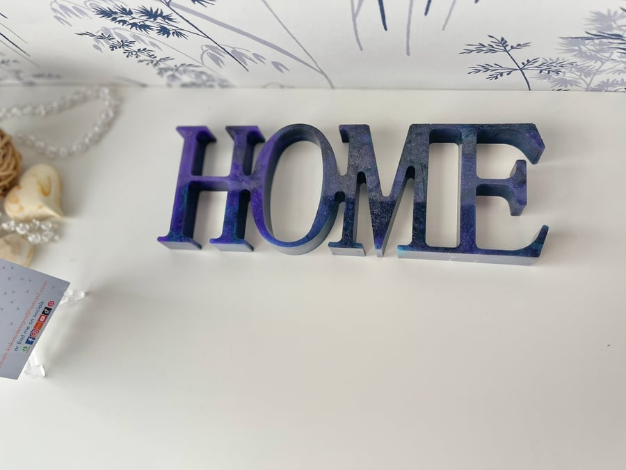 Sparkly Purple Resin Home Sign, interior Home Decor gift with Free Delivery