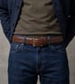 Mustard Tan Full Grain Crocodile Embossed Belt Gold-Tone Buckle Mens 38mm - Image 2