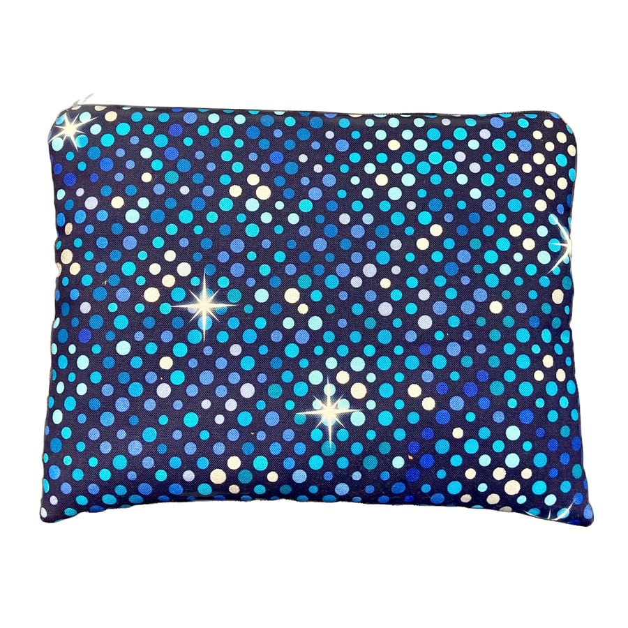 Blue Big Glitter Zip Pouch