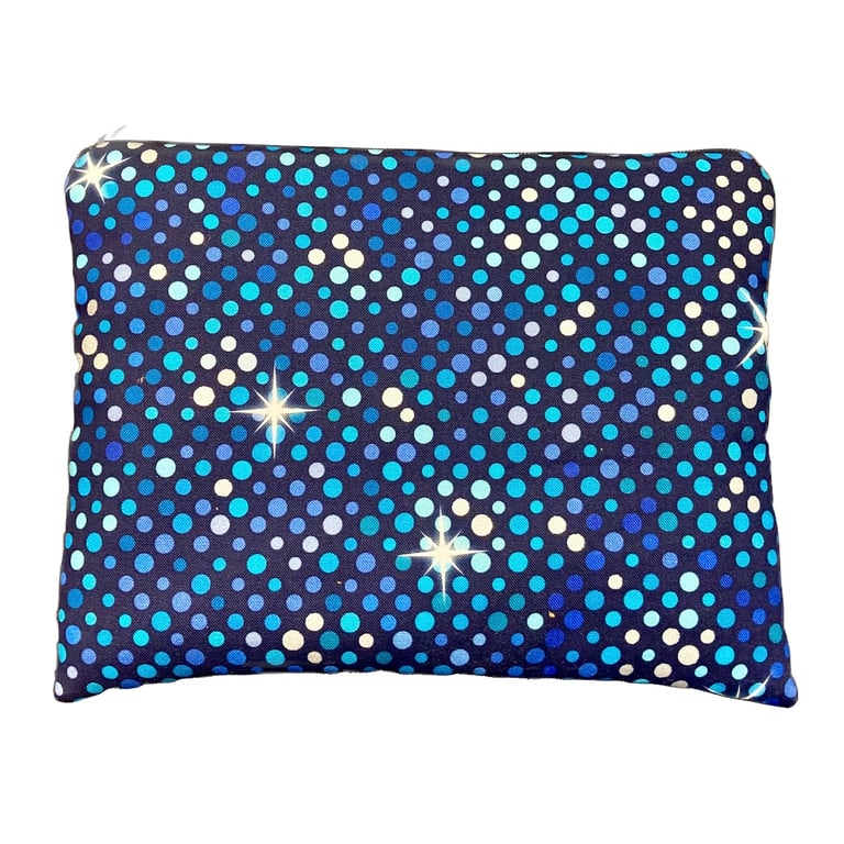 Blue Big Glitter Zip Pouch