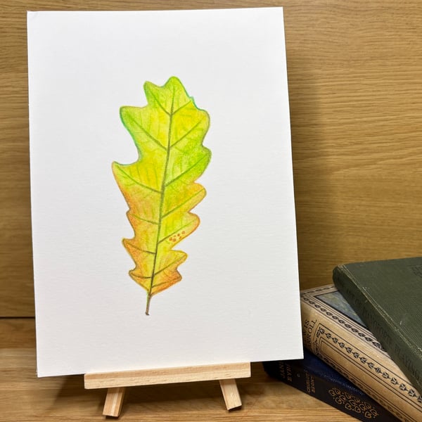 Green and Yellow Oak Leaf Original Painting
