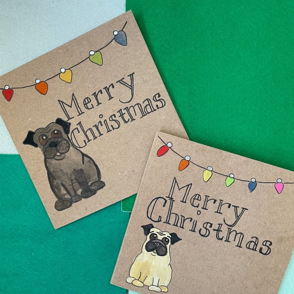 Pug Christmas card- Merry Christmas 