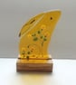 Fused Glass Hare with Flowers: Golden Autumn Folk Art Decor - Image 2