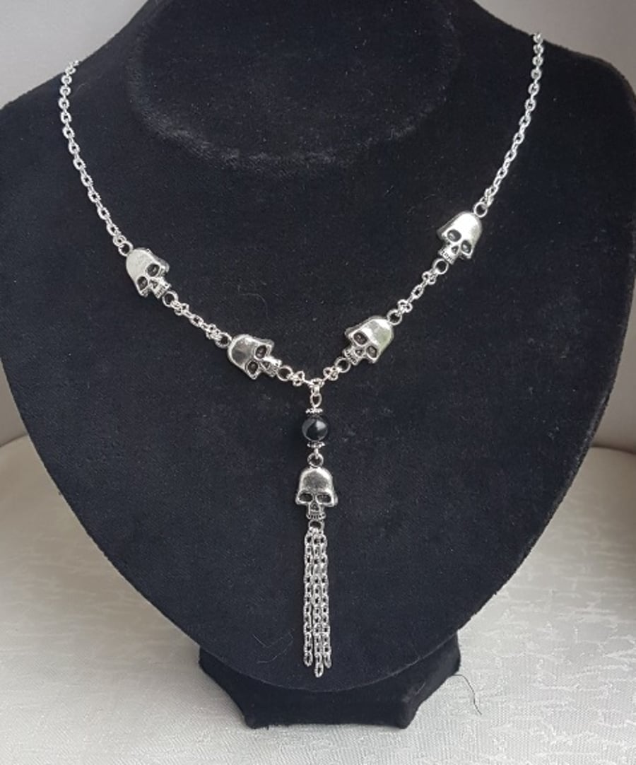 Reserved - Curse of the Necromancer Gothic Skull Necklace