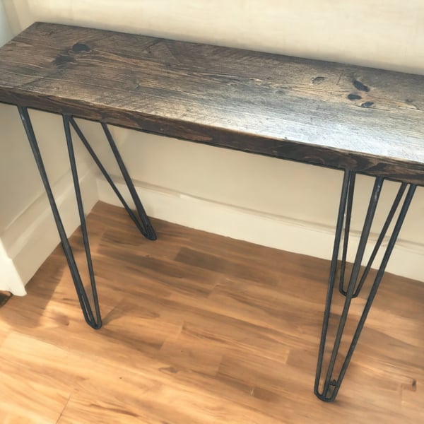 Side Table Using Reclaimed Scaffold Boards And Hairpin Legs - Console Accent Foy