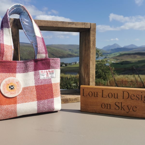 Harris Tweed Handbag with stunning handmade button 