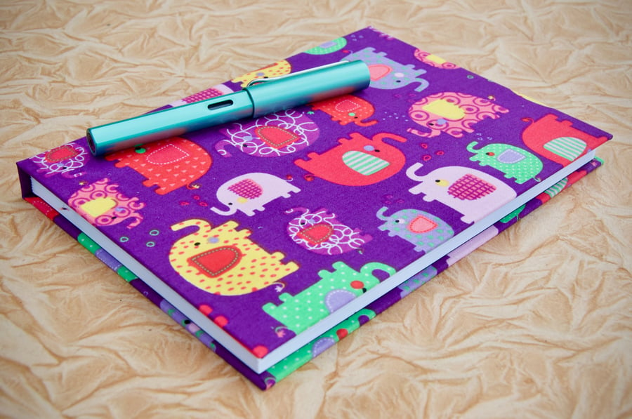 A5 Notebook with full cloth bright elephant cover