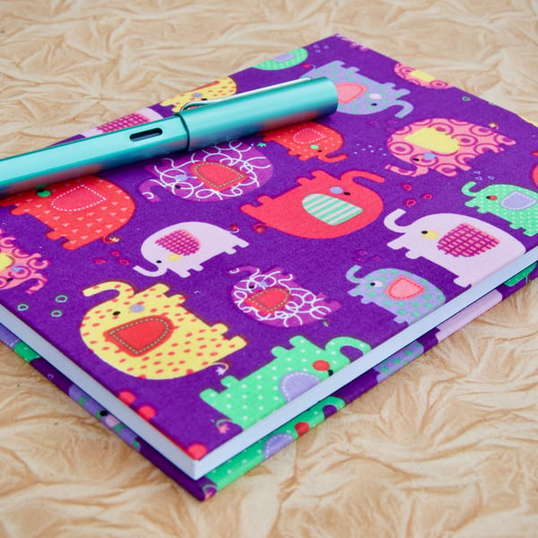 A5 Notebook with full cloth bright elephant cover