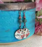 Floral ceramic charm, green jasper and copper earrings - Image 6