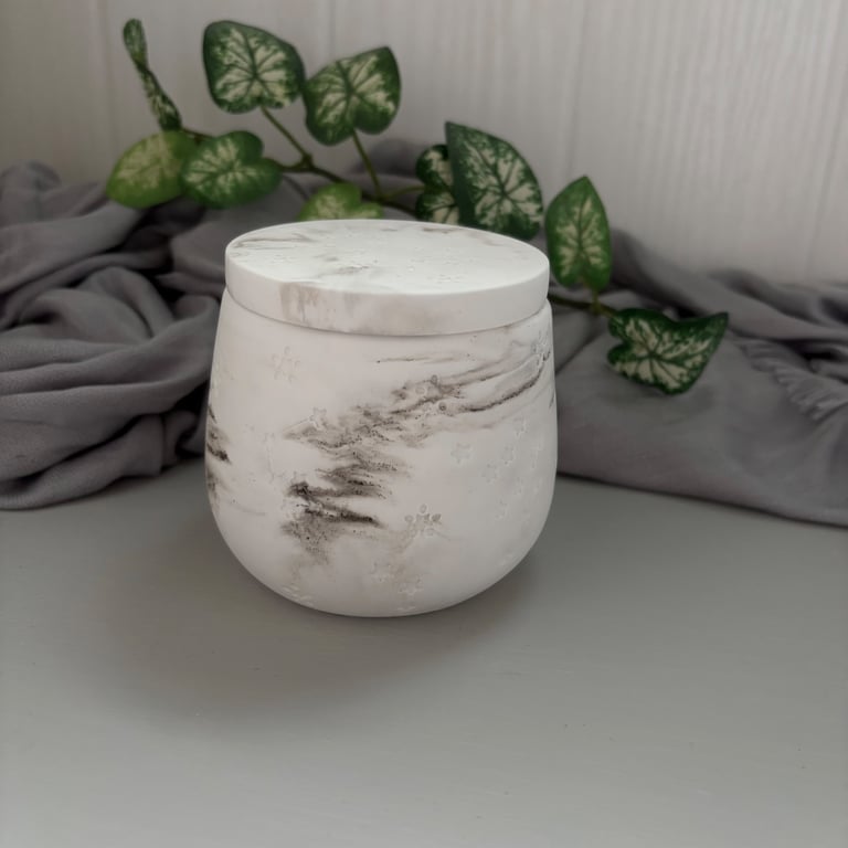 Brown and White Marble Celestial Trinket Jar Star Jewellery Pot 