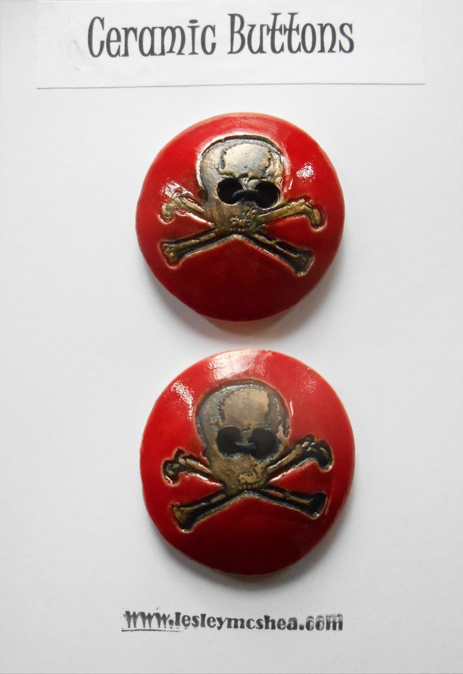 Buttons Ceramic with Skull incised.
