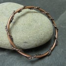 Copper twist bangle, Solid copper bracelet, 7th anniversary gift, Unisex