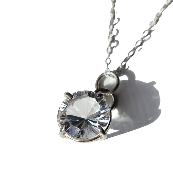 Himalayan Quartz Necklace Sterling Silver Jewellery Gift Millennium Cut Handmade