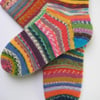 hand knit womens scrappy wool socks UK 5-7