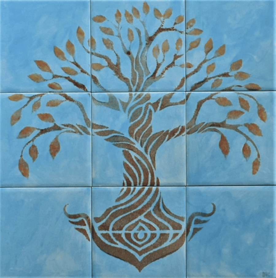 Decorative Tile Mural with Tree of Life