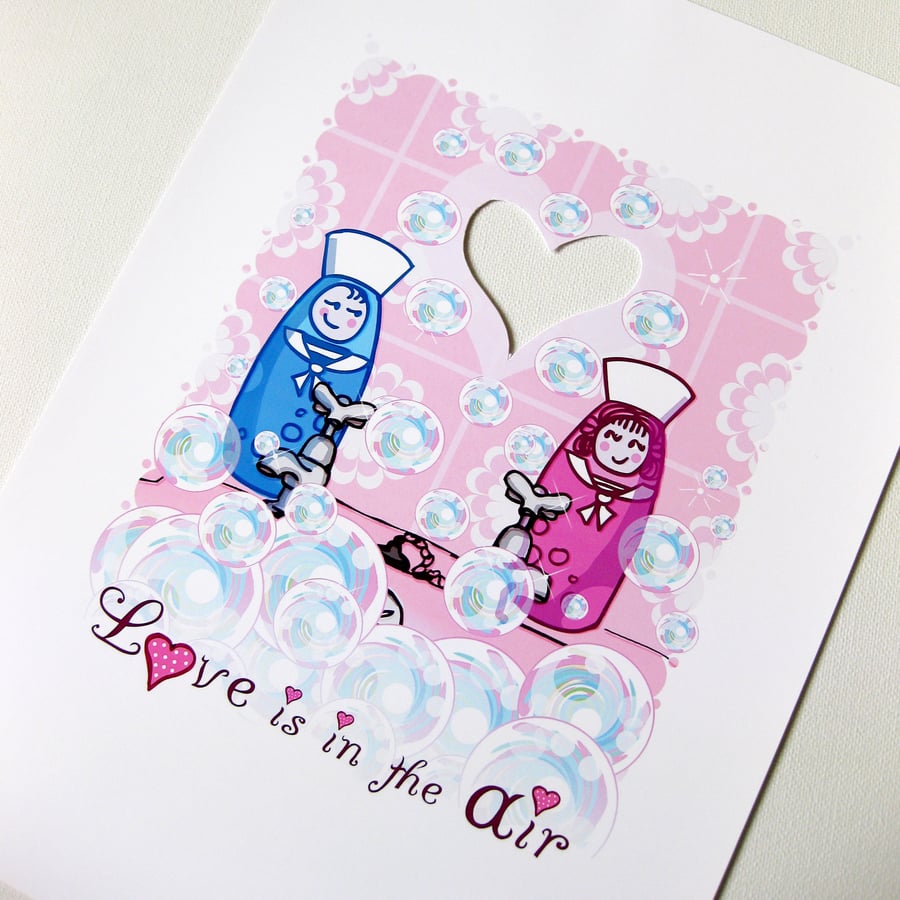 'Love is in the Air' A4, Unframed Print
