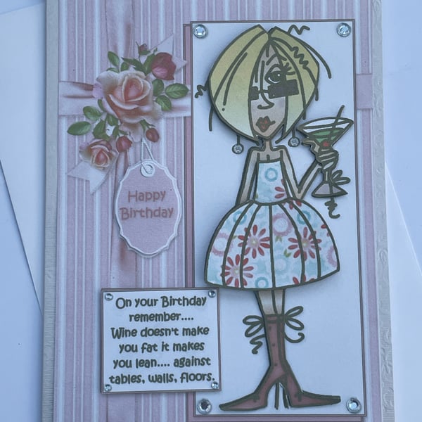 Funny wine doesn't make you fat, it makes you lean birthday card