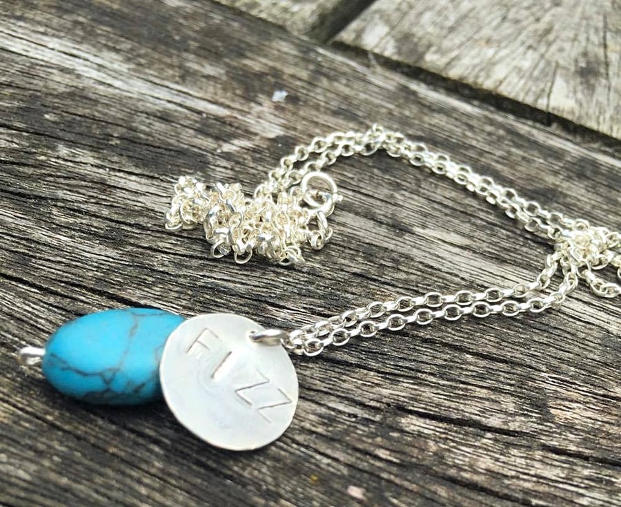 Sterling Silver personalised necklace with precious birthstone bead