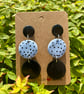 Beautiful Pastel Blue and Black Polka Dot Drop Earrings