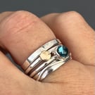 Blue Topaz Stack Ring, silver stack ring, silver and gold stack ring, gift, 