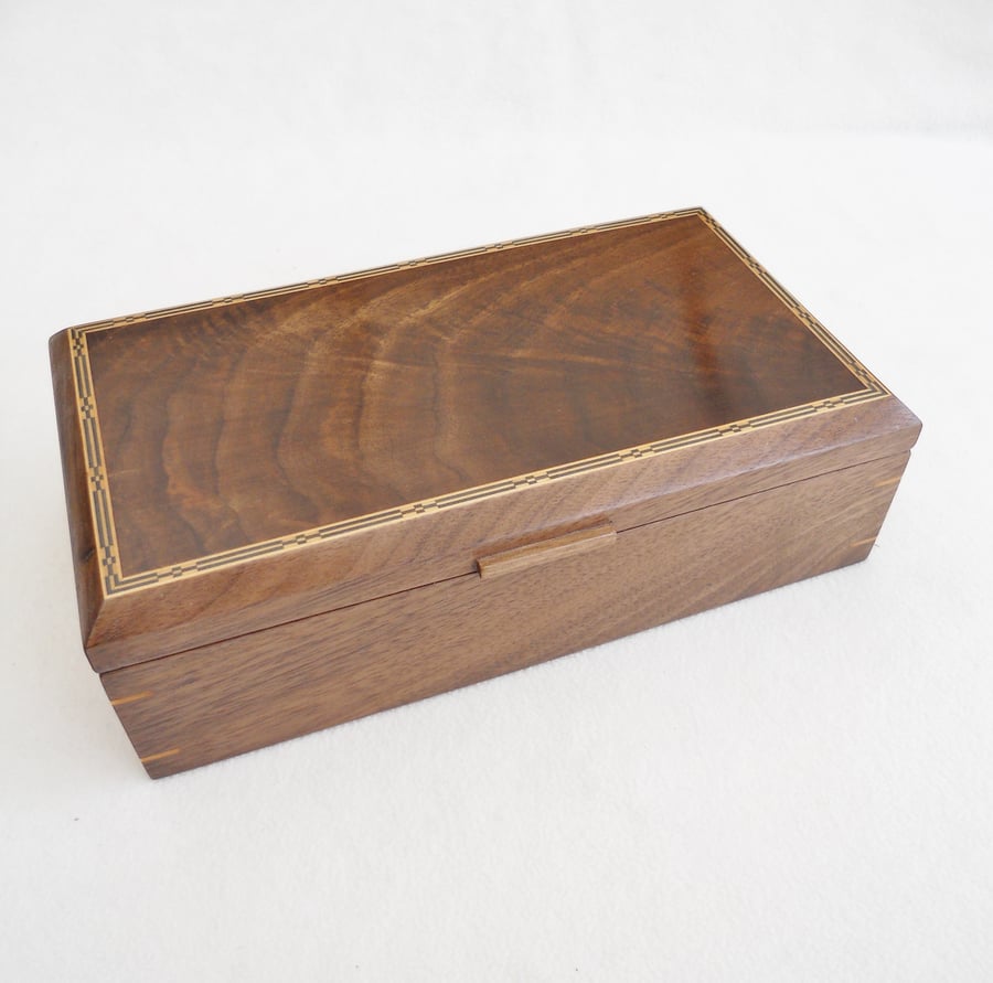 Handmade Wooden Jewellery Box - Solid Walnut