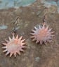Hammered Flame-Painted Copper Sun Earrings - Handmade Copper Jewellery